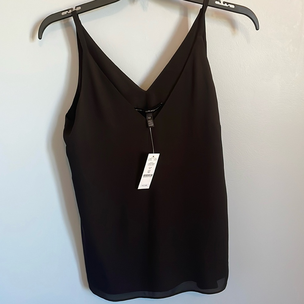 White House black market woven cami black XS NWT layering little black top